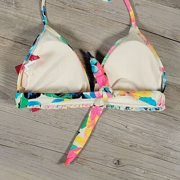 Bikini Lab Juniors' Back to Tropicali Banded Triangle Top Sz M - Picture 2 of 9